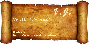 Vrbik József névjegykártya